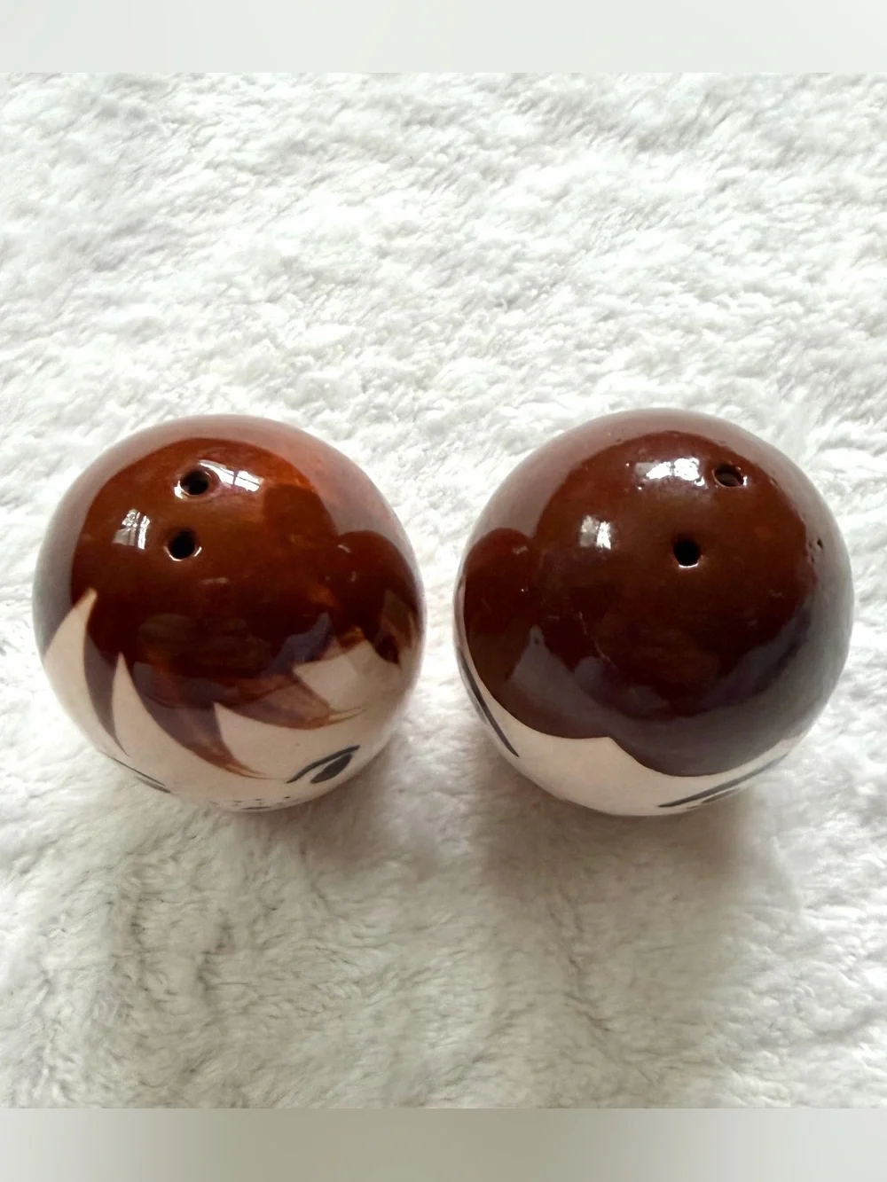 Vintage Napco Salt Pepper Shakers Egg Faces Man Woman Small Ceramic 2.25”